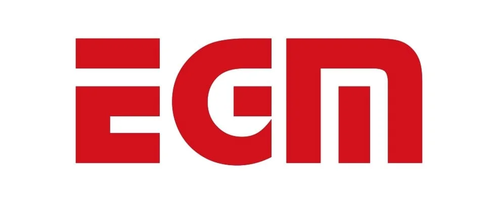 Red EGN logo on white background, bold stylized lettering