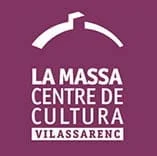 Logo for La Massa Centre de Cultura, Vilassar de Mar, with white text on a purple background and a curved arc above.